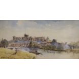 Herbert Moxon Cook (1844-1928), watercolour and ink, Windsor Castle from The Thames, signed, 17 x