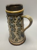A George Tinworth Doulton Lambeth jug, dated 1879, 24cm