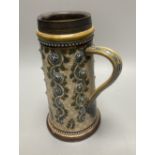 A George Tinworth Doulton Lambeth jug, dated 1879, 24cm