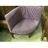 A 19th century mahogany upholstered corner chair, width 86cm, depth 50cm, height 78cm