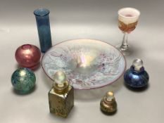 A quantity of Isle of wight studio glass including paperweights, scent bottles, etc.