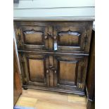 Two 18th century style oak side cabinets, larger width 84cm, depth 32cm, height 92cm