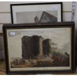 After Paul Sandby, pair of coloured aquatints, Tonbridge and Tonbridge Castle, 36 x 52cm and Cecil