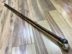 A silver mounted cane and one other faux ivory cane, longest 92cm