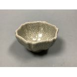 A Chinese crackle glaze hexagonal cup, diameter 9cm