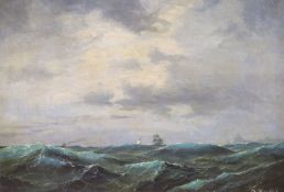 English School (19th century), Shipping on a choppy sea, indistinctly signed and dated 1875, oil