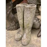 A reconstituted stone Wellington boot garden planter, height 39cm