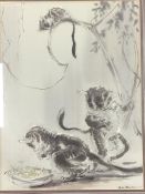 Ralph Thompson (1913-2009), ink and wash, 'Bush Babies', signed with Tryon Gallery label verso, 48 x