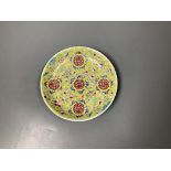 A Chinese yellow ground 'peach' dish21cm