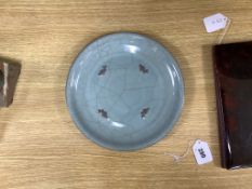 A Chinese Claire de Lune glaze dish26.5cm