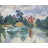 Philip Moysey (1912-1991), oil on board, Lake scene, signed, 44 x 55cm