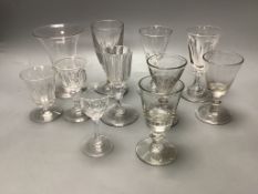 Eleven various 18th/19th century wine and liqueur glasses
