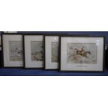 After Herring Snr., a set of four chromolithographs, Hunting scenes, 18 x 26cm