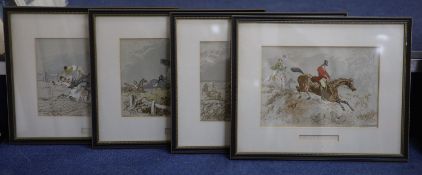 After Herring Snr., a set of four chromolithographs, Hunting scenes, 18 x 26cm