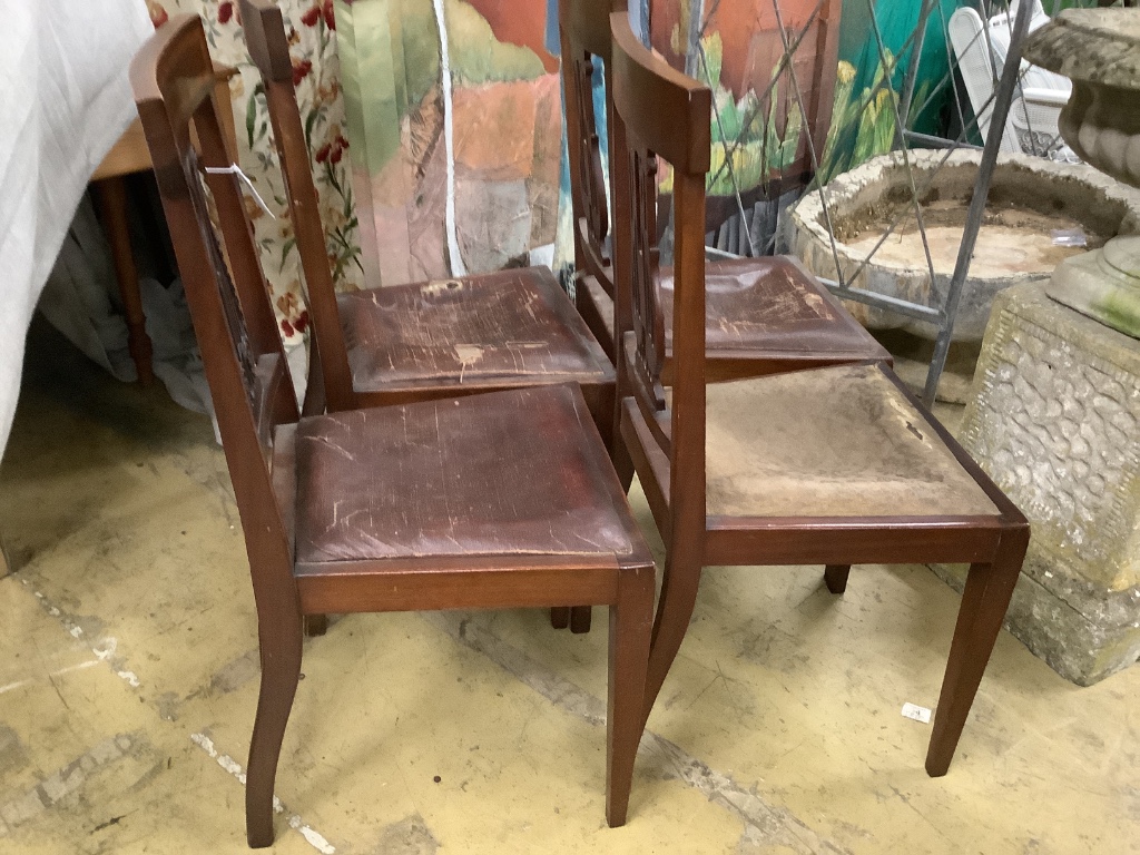 A set of four Edwardian satinwood banded lyre back dining chairs - Image 2 of 3