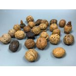 Various Chinese carved walnut shells