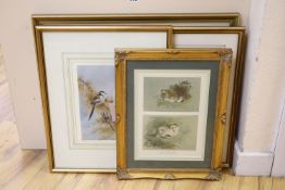 After Archibald Thorburn, Highland landscape with stag, numbered 456/500 and three other framed