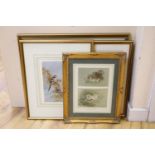 After Archibald Thorburn, Highland landscape with stag, numbered 456/500 and three other framed