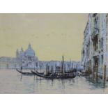 Robert King (20th century), gouache, 'Grand Canal Venice with gondolas, 30.5 x 40cm