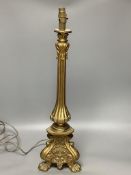 A 20th century gilt metal table lamp, height 65cm
