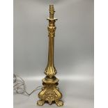 A 20th century gilt metal table lamp, height 65cm