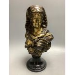 An Egyptian style bronze bust of a woman, height 34cm