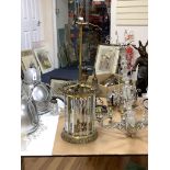 A 1920's brass and bevelled glass hall light