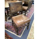 Set of four Carolean design oak dining chairs together with a carved oak side chair
