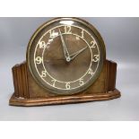 A Metamec walnut Art Deco mantel timepiece, length 29cm