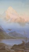 Attributed to Jack Wilkinson Smith (1873-1949), watercolour, The Wetterhorn, label verso, 48 x 27cm