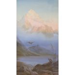 Attributed to Jack Wilkinson Smith (1873-1949), watercolour, The Wetterhorn, label verso, 48 x 27cm