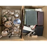 Five cased sets of plated wares and sundry plate