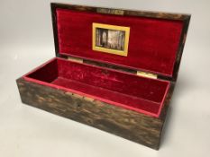 Briggs, Piccadilly, an inlaid coromandel glove box, velvet-lined and inset with a miniature