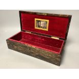 Briggs, Piccadilly, an inlaid coromandel glove box, velvet-lined and inset with a miniature