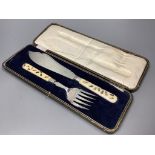 A 19th century Japanese shibayama handled silver fish slice, cased