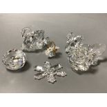 Six pieces of Swarovski crystal glass