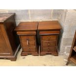 A pair of reproduction mahogany bedside cabinets, width 40cm, depth 39cm, height 55cm
