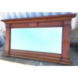 An early 20th century mahogany overmantel mirror, width 144cm, height 77cm