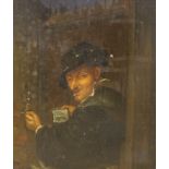 19th century Flemish School, oil on wooden panel, 17th century gentleman holding a letter, 24 x