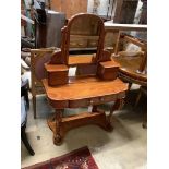 A Victorian satin walnut duchess dressing table, width 89cm, depth 44cm, height 132cm