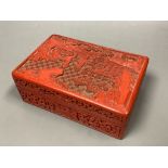 A Chinese cinnabar lacquer box, length 16cm