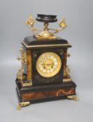 A 19th century French slate and onyx mantel clock, Lyon, height 42cm