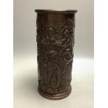 A Chinese cylindrical composition brushpot, height 30cm