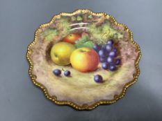 A large Royal Worcester fruit painted plate, signed H. (Harry) Ayrton, diameter 22.5cm