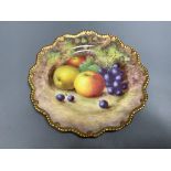 A large Royal Worcester fruit painted plate, signed H. (Harry) Ayrton, diameter 22.5cm