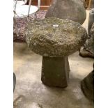 A small staddle stone, 38cm diameter, height 54cm