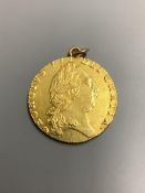 A George III 1798 gold spade guinea, now with pendant mount,gross weight 8.6 grams.