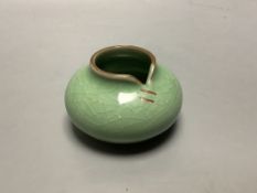 A Chinese celadon glazed water pot, diameter 8cm