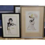 Victor Weisz (1913-1966). ink and wash, Caricatures of Jean Kent and Stewart Grainger, signed,