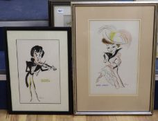 Victor Weisz (1913-1966). ink and wash, Caricatures of Jean Kent and Stewart Grainger, signed,